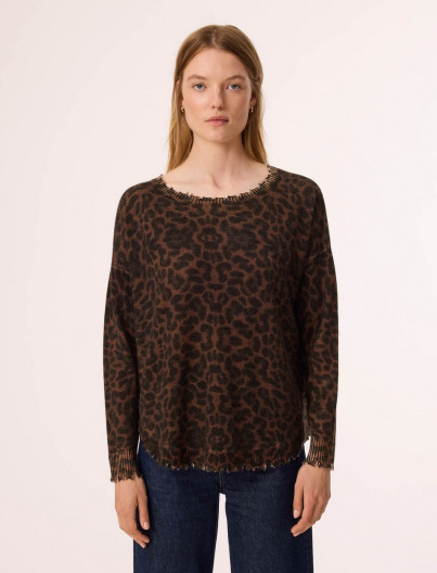 Pull Melah Léopard - MARRON
