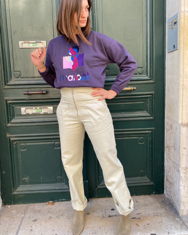 ISABEL MARANT ÉTOILE - Pantalon Noah Laine Noir Écru